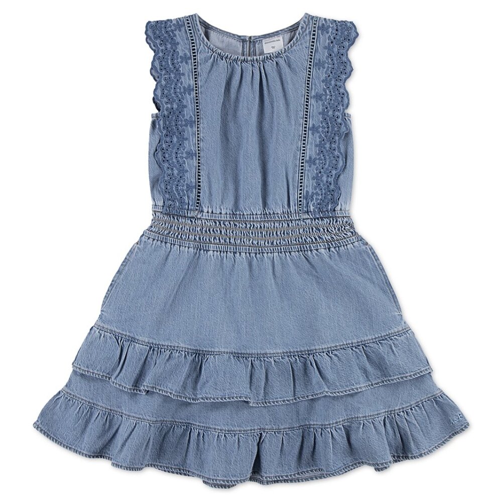 Embleshed Eyelet abercrombie kids cotton smocked waist tiered dress NWT